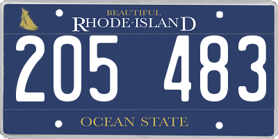 RI license plate 205483