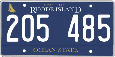 RI license plate 205485