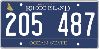 RI license plate 205487
