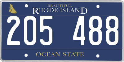 RI license plate 205488