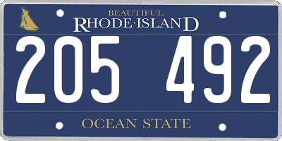 RI license plate 205492