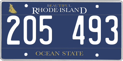 RI license plate 205493