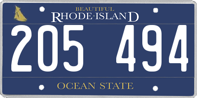 RI license plate 205494
