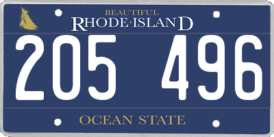 RI license plate 205496