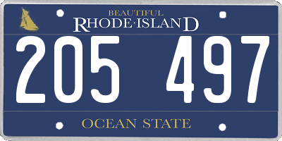 RI license plate 205497