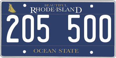 RI license plate 205500