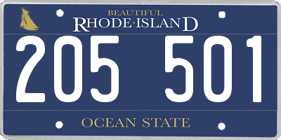 RI license plate 205501