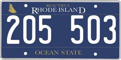 RI license plate 205503