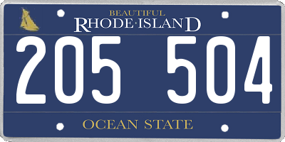 RI license plate 205504