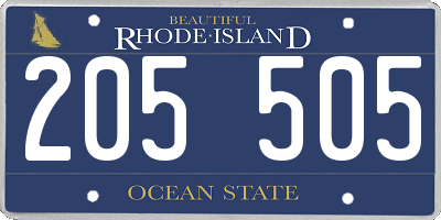 RI license plate 205505