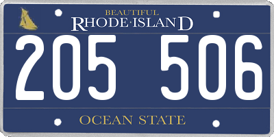 RI license plate 205506