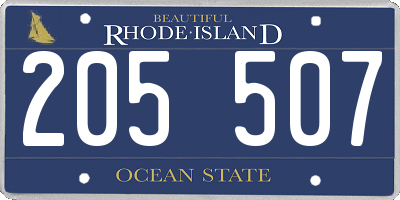 RI license plate 205507