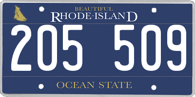 RI license plate 205509