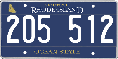 RI license plate 205512