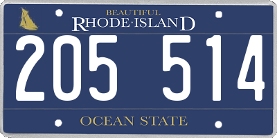 RI license plate 205514