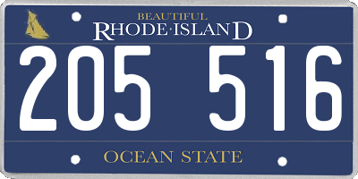 RI license plate 205516