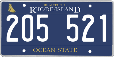 RI license plate 205521