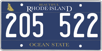 RI license plate 205522