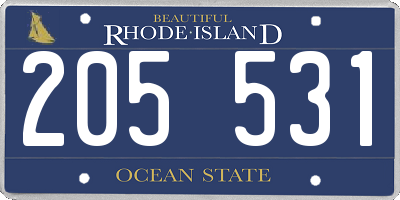 RI license plate 205531