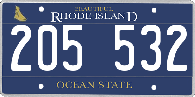 RI license plate 205532