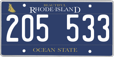 RI license plate 205533