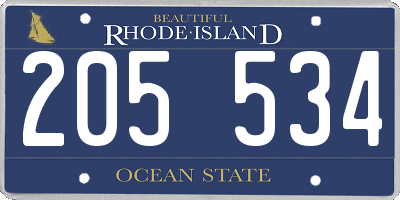 RI license plate 205534