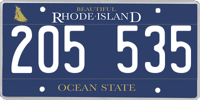 RI license plate 205535