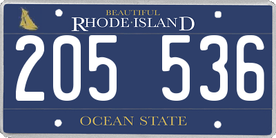 RI license plate 205536