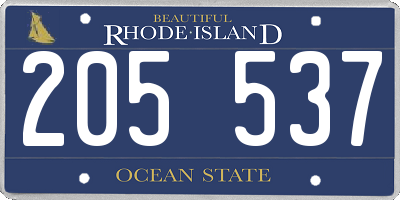 RI license plate 205537