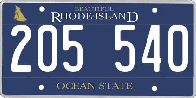 RI license plate 205540
