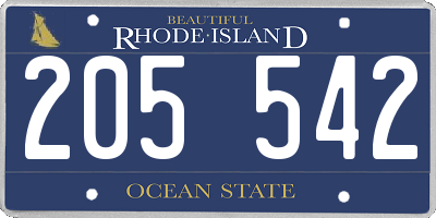 RI license plate 205542