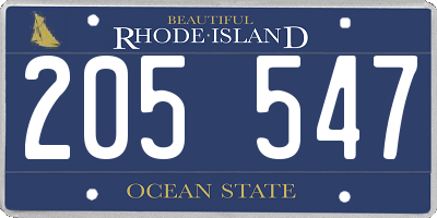 RI license plate 205547