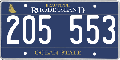 RI license plate 205553