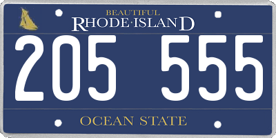 RI license plate 205555