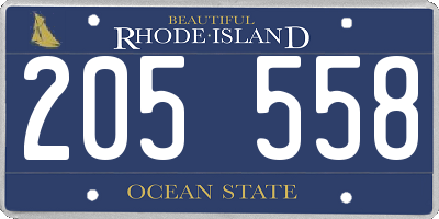 RI license plate 205558