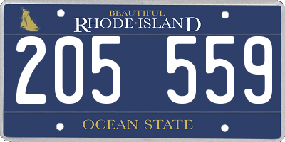 RI license plate 205559