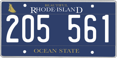 RI license plate 205561