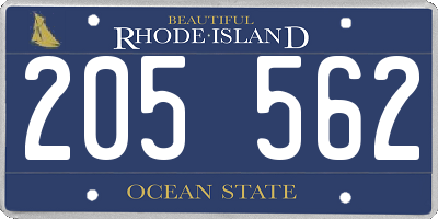 RI license plate 205562