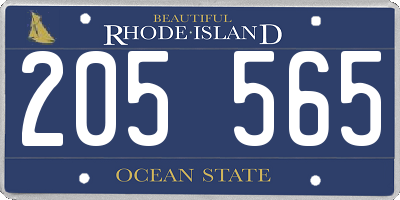 RI license plate 205565