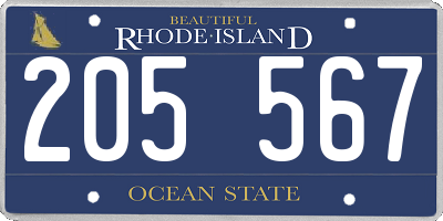 RI license plate 205567