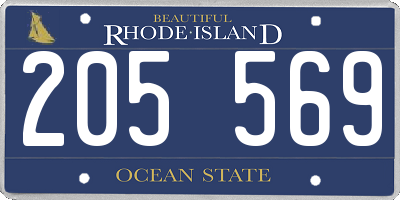 RI license plate 205569