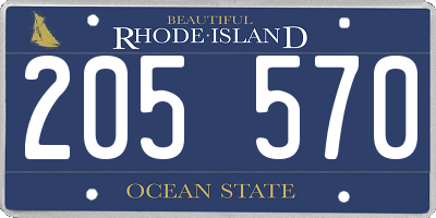 RI license plate 205570