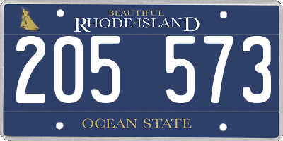 RI license plate 205573