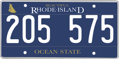 RI license plate 205575