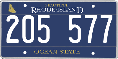 RI license plate 205577