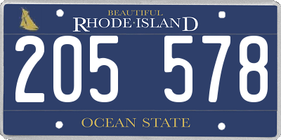 RI license plate 205578