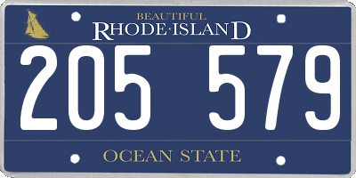 RI license plate 205579