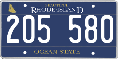 RI license plate 205580
