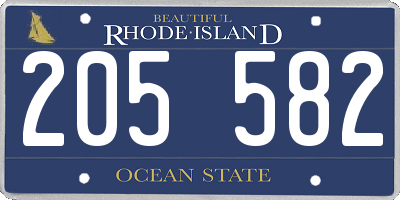 RI license plate 205582