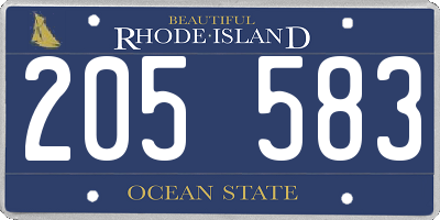 RI license plate 205583